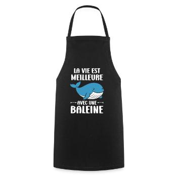 Baleines bleu Amour baleine - Tablier de cuisine - noir - Devant - AI Model Male 185 dark (185cm)