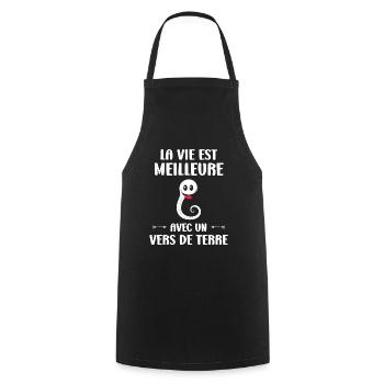 Humour ver de terre - Tablier de cuisine - noir - Devant - AI Model Male 185 dark (185cm)