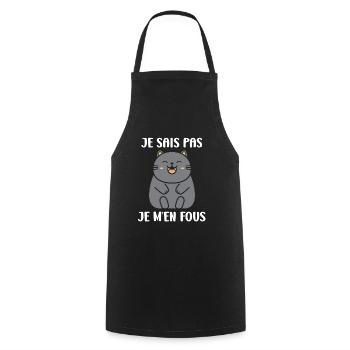 Humour chat chartreux - Tablier de cuisine - noir - Devant - AI Model Male 185 dark (185cm)