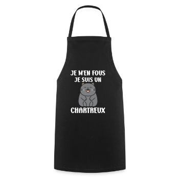 Humour chat chartreux - Tablier de cuisine - noir - Devant - AI Model Male 185 dark (185cm)