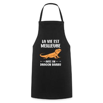Dragon barbu - Tablier de cuisine - noir - Devant - AI Model Male 185 dark (185cm)