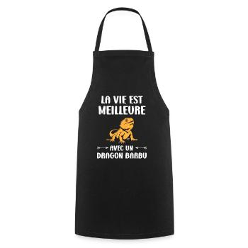 Dragon barbu - Tablier de cuisine - noir - Devant - AI Model Male 185 dark (185cm)