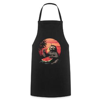 Sloth Animal Sloth Wilderness Beach Palm Trees - Cooking Apron - black - Front - AI Model Male 185 dark (185cm)