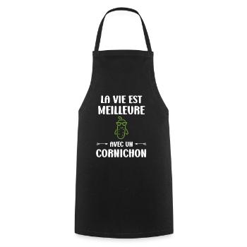 cornichon - Tablier de cuisine - noir - Devant - AI Model Male 185 dark (185cm)