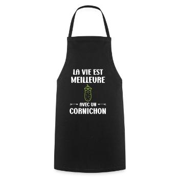 cornichon - Tablier de cuisine - noir - Devant - AI Model Male 185 dark (185cm)