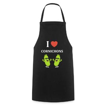 Humour Cornichon - Tablier de cuisine - noir - Devant - AI Model Male 185 dark (185cm)