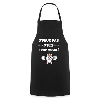 Humour musculation - Tablier de cuisine - noir - Devant - AI Model Male 185 dark (185cm)