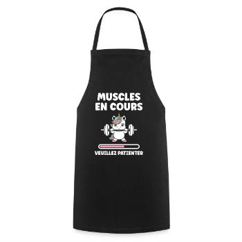 Humour musculation - Tablier de cuisine - noir - Devant - AI Model Male 185 dark (185cm)