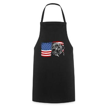 Pug America Flag Dog Dogs Wilsigns - Cooking Apron - black - Front - AI Model Male 185 dark (185cm)