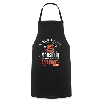 sapeurs pompiers adjudant chef drôle grade pompier - Tablier de cuisine - noir - Devant - AI Model Male 185 dark (185cm)