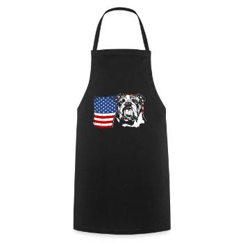 Bouledogue anglais Amérique Flag Dogs Wilsigns - Tablier de cuisine - noir - Devant - AI Model Male 185 dark (185cm)