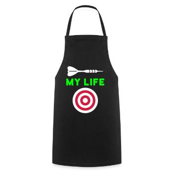 My life (dart, target) - Cooking Apron - black - Front - AI Model Male 185 dark (185cm)