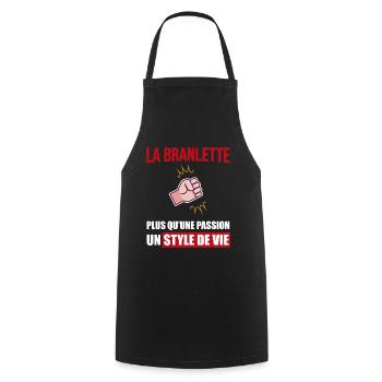 branlette branleur passion style de vie beauf - Tablier de cuisine - noir - Devant - AI Model Male 185 dark (185cm)