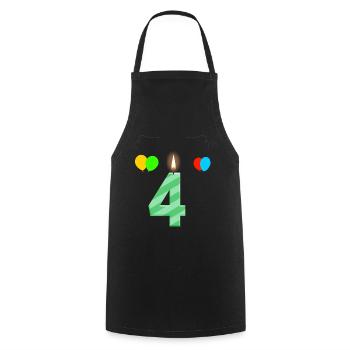 4th birthday of a children's birthday gift idea - Cooking Apron - black - Front - AI Model Male 185 dark (185cm)