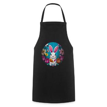 Grand motif de Pâques - Tablier de cuisine - noir - Devant - AI Model Male 185 dark (185cm)