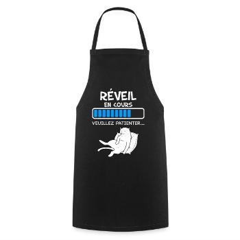 Chat Réveil en Cours Humour Animaux De Compagnie - Tablier de cuisine - noir - Devant - AI Model Male 185 dark (185cm)