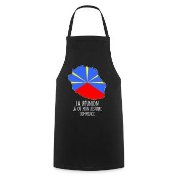 La Reunion Mon histoire Ma Passion Mon Drapeau - Tablier de cuisine - noir - Devant - AI Model Male 185 dark (185cm)