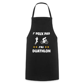 Je peux pas j'ai duathlon cadeau duathlète - Tablier de cuisine - noir - Devant - AI Model Male 185 dark (185cm)