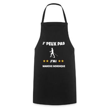 Je peux pas j'ai marche nordique cadeau marcheur - Tablier de cuisine - noir - Devant - AI Model Male 185 dark (185cm)
