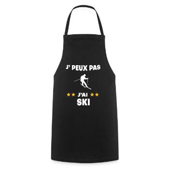 Je peux pas j'ai ski cadeau skieur - Tablier de cuisine - noir - Devant - AI Model Male 185 dark (185cm)