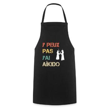 Je peux pas j'ai aïkido vintage drôle - Tablier de cuisine - noir - Devant - AI Model Male 185 dark (185cm)