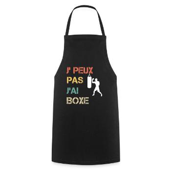Je peux pas j'ai boxe vintage drôle - Tablier de cuisine - noir - Devant - AI Model Male 185 dark (185cm)