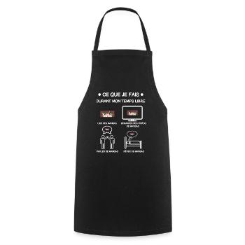 mangas temps libre cadeau mangaka - Tablier de cuisine - noir - Devant - AI Model Male 185 dark (185cm)