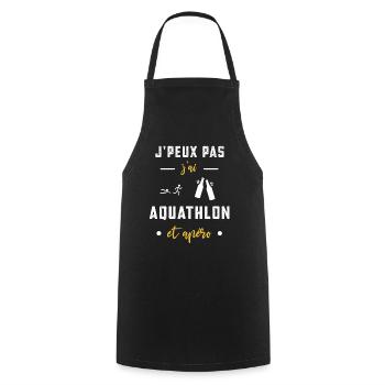 je peux pas j'ai aquathlon apéro humour - Tablier de cuisine - noir - Devant - AI Model Male 185 dark (185cm)