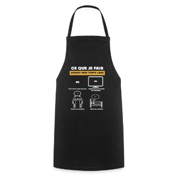 cadeau cochon temps libre - Tablier de cuisine - noir - Devant - AI Model Male 185 dark (185cm)