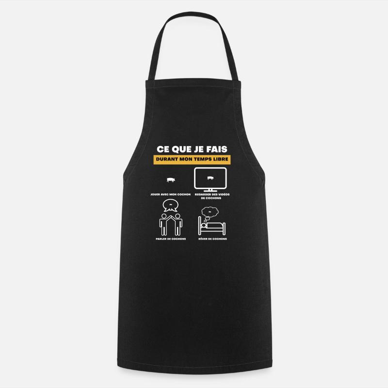 Free Time Pig Gift - Cooking Apron - black