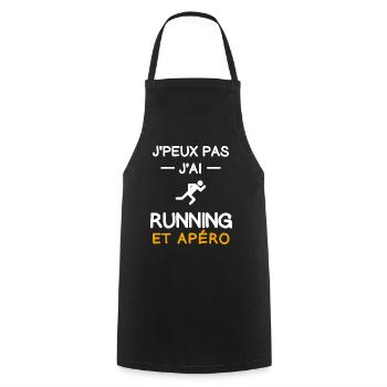 je peux pas j'ai running apéro coureur - Tablier de cuisine - noir - Devant - AI Model Male 185 dark (185cm)