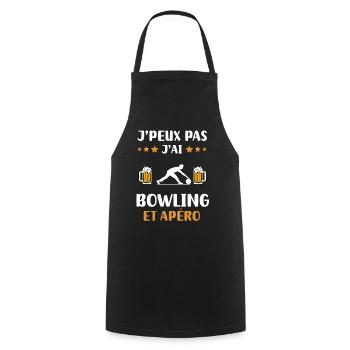 je peux pas j'ai bowling apéro humour cadeau - Tablier de cuisine - noir - Devant - AI Model Male 185 dark (185cm)