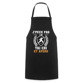 je peux pas j'ai tai chi et apéro humour - Tablier de cuisine - noir - Devant - AI Model Male 185 dark (185cm)