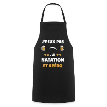 je peux pas j'ai natation apéro cadeau - Tablier de cuisine - noir - Devant - AI Model Male 185 dark (185cm)