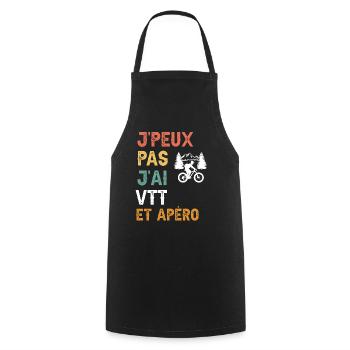 je peux pas j'ai VTT et apéro vintage - Tablier de cuisine - noir - Devant - AI Model Male 185 dark (185cm)