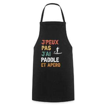 je peux pas j'ai paddle et apéro vintage - Tablier de cuisine - noir - Devant - AI Model Male 185 dark (185cm)