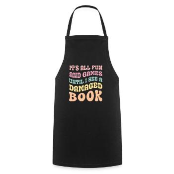 Drôle d’assistant de bibliothèque Retro Groovy - Tablier de cuisine - noir - Devant - AI Model Male 185 dark (185cm)