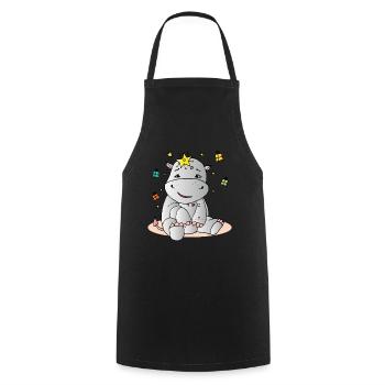 Anniversaire Hippo - Tablier de cuisine - noir - Devant - AI Model Male 185 dark (185cm)