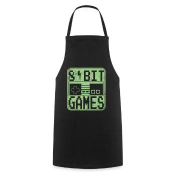 8 bit retro 80 er Gaming T-Shirt - Kochschürze - Schwarz - Vorne - AI Model Male 185 dark (185cm)