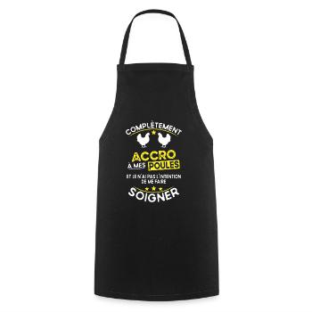 accro à mes poules - humour cadeau - Tablier de cuisine - noir - Devant - AI Model Male 185 dark (185cm)