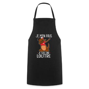 Je m'en fous je suis une loutre - Tablier de cuisine - noir - Devant - AI Model Male 185 dark (185cm)