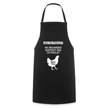 Jeu du poulet humour - Tablier de cuisine - noir - Devant - AI Model Male 185 dark (185cm)