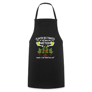 Planter des tomates - humour cadeau - Tablier de cuisine - noir - Devant - AI Model Male 185 dark (185cm)
