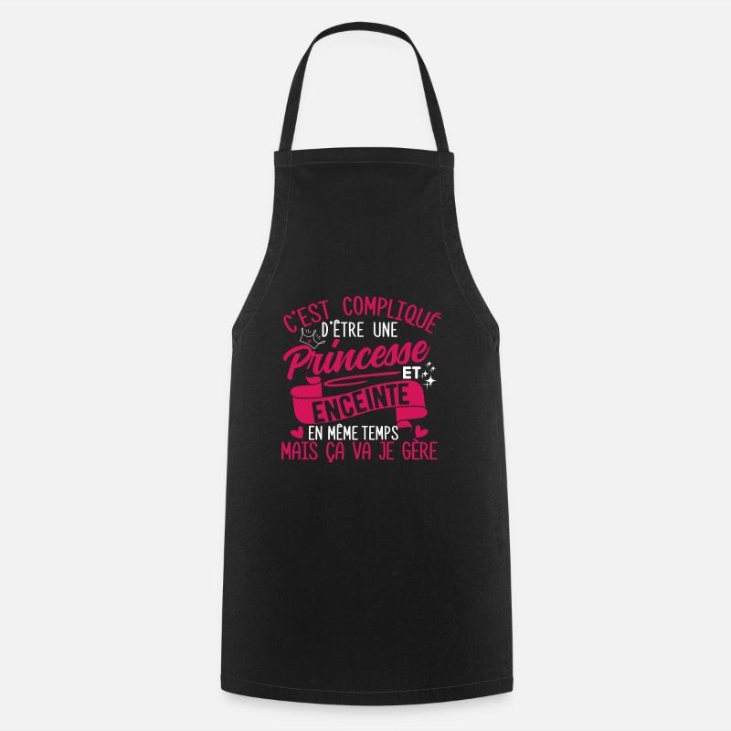 Princesse et enceinte - Cadeau Annonce Grossesse - Tablier de cuisine - noir