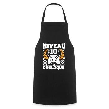 Niveau 10 - Anniversaire 10 ans Gamer Cadeau - Tablier de cuisine - noir - Devant - AI Model Male 185 dark (185cm)