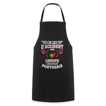 Portugais Groupe Sanguin Cadeau Portugal Football - Tablier de cuisine - noir - Devant - AI Model Male 185 dark (185cm)