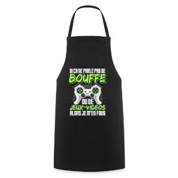 Jeux Vidéo Humour Bouffe Idée Cadeau Gamer Ado - Tablier de cuisine - noir - Devant - AI Model Male 185 dark (185cm)