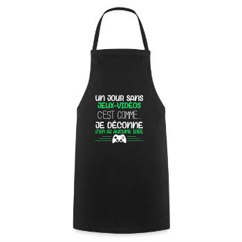 Un Jour Sans Jeux Vidéos Humour Ado Gamer - Tablier de cuisine - noir - Devant - AI Model Male 185 dark (185cm)