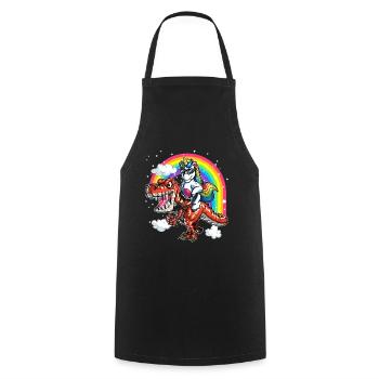 Unicorn On T Rex Tyrannosaurus Birthday Party - Cooking Apron - black - Front - AI Model Male 185 dark (185cm)