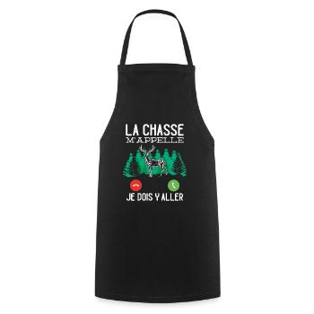 Chasseur Idée Cadeau Original La Chasse M'appelle - Tablier de cuisine - noir - Devant - AI Model Male 185 dark (185cm)